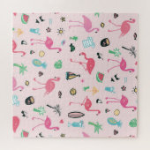 Flamingo Sommer: Lebhaftes Vogelmuster Puzzle (Horizontal)