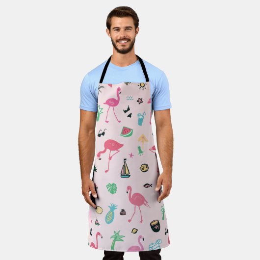 Flamingo Sommer: Lebhaftes Vogelmuster Schürze (Getragen)