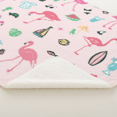 Flamingo Sommer: Lebhaftes Vogelmuster Sherpadecke (3/4)