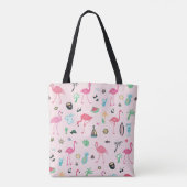 Flamingo Sommer: Lebhaftes Vogelmuster Tasche (Rückseite)