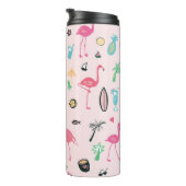 Flamingo Sommer: Lebhaftes Vogelmuster Thermosbecher (Nach rechts gedreht)