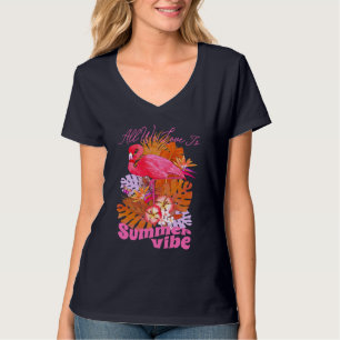 Flamingo Sommer Schwarz T-Shirt