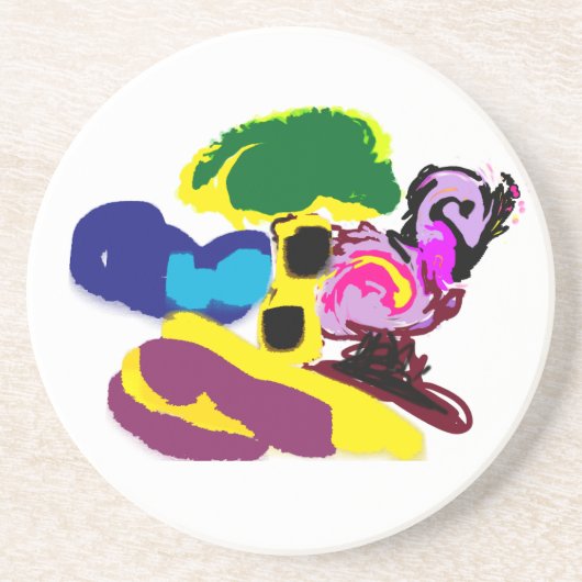 Flamingo-Sommer-Spaß-Stil Getränkeuntersetzer (Vorne)