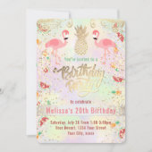 Flamingo Sommer tropischer Geburtstag Einladung (Vorderseite)