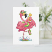 Flamingo Sommerurlaub Dankeskarte (Stehend Vorderseite)