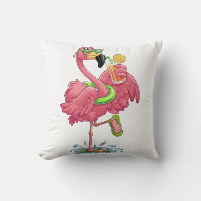 Flamingo Sommerurlaub Kissen (Vorderseite)
