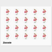 Flamingo Sommerurlaub Runder Aufkleber (Blatt)