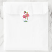 Flamingo Sommerurlaub Runder Aufkleber (Tasche)