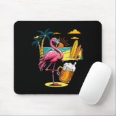 Flamingo-Sonnenbrille trinkt Bier am Strand Lustig Mousepad (Mit Mouse)
