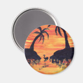 Flamingo-Sonnenuntergang-Kunst von EelKat Magnet (Vorderseite/Rückseite)
