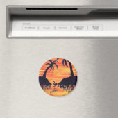 Flamingo-Sonnenuntergang-Kunst von EelKat Magnet (In Situ (Geschirrspüler))