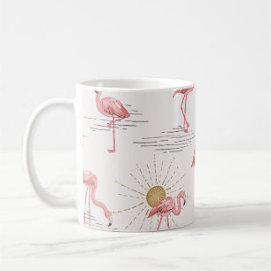 Flamingo Sonnenuntergang: Vintages Doodle-Muster. Kaffeetasse