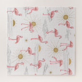 Flamingo Sonnenuntergang: Vintages Doodle-Muster. Puzzle (Horizontal)