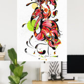 Flamingo-Sonnenuntergangsmalerei Poster (Heimbüro)