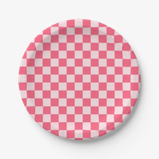 Flamingo sorbet checkerboard pattern pappteller (Vorderseite)