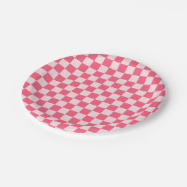 Flamingo sorbet checkerboard pattern pappteller