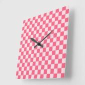 Flamingo sorbet checkerboard pattern quadratische wanduhr (Winkel)