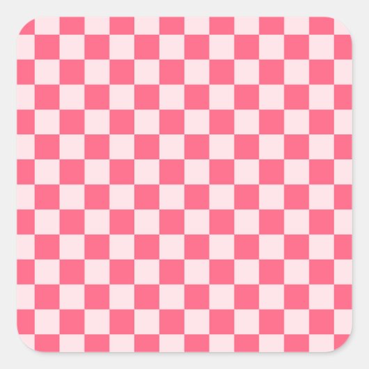 Flamingo sorbet checkerboard pattern quadratischer aufkleber (Vorderseite)