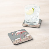 Flamingo-Spaziergang auf dem Boden Untersetzer (Rechte Seite)