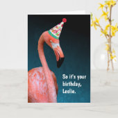 Flamingo Special Happy Birthday Karte (Gelbe Blume)