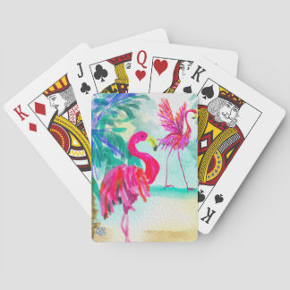 Flamingo spielt Karten, Kunst von Jeanine Handley Spielkarten