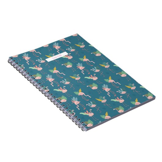 Flamingo Spiral Notebook mit tropischem Muster Notizblock (Rechte Seite)