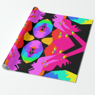 Flamingo Splash Fraktal Gift Wrap Geschenkpapier