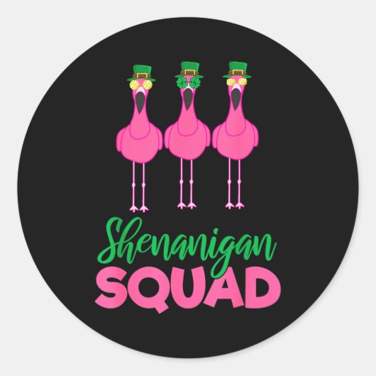 Flamingo Squad Funny Lucky St Patricks Day 2020 Te Runder Aufkleber (Vorderseite)