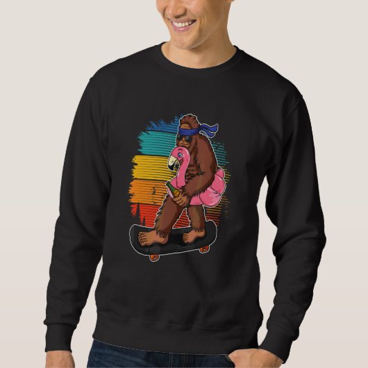 Flamingo Squatch Skateboard Flamingo Vogel Sweatshirt (Vorderseite)