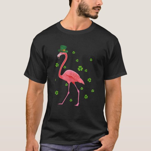 Flamingo St Patricks Day Flamingo Lover Kleeblatt T-Shirt (Vorderseite)