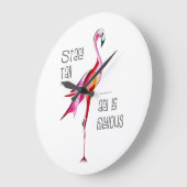 Flamingo Stand Tall Be Fabulous Funny Sprichwort G Große Wanduhr (Winkel)