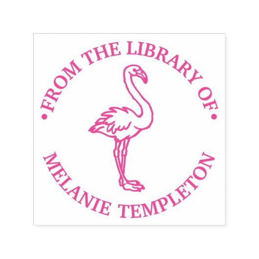 Flamingo Stehend "Aus der Bibliothek" Name Monog Permastempel (Design)
