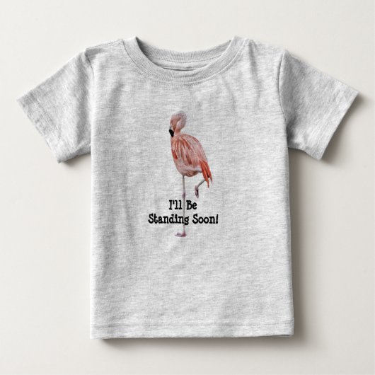 Flamingo Stehend Baby T - Shirt Stehend bald (Vorderseite)