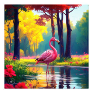 Flamingo Stehend im See-365476 Fotodruck