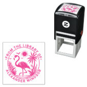 Flamingo Stehend Palm Trees Sun Buchname Permastempel (Beispiel)