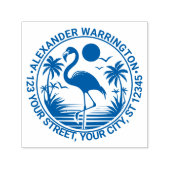 Flamingo Stehend, Palmen Bäume Name Rücksendeadres Permastempel (Design)