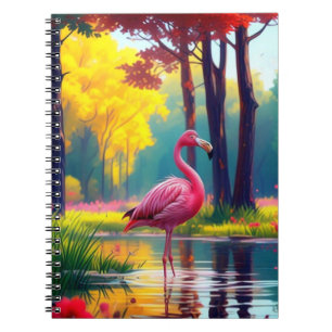 Flamingo steht im See-36547 Notizblock