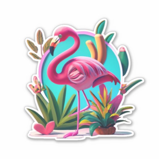 Flamingo Stickers a Splash of Pink to Your World Aufkleber (Vorderseite)