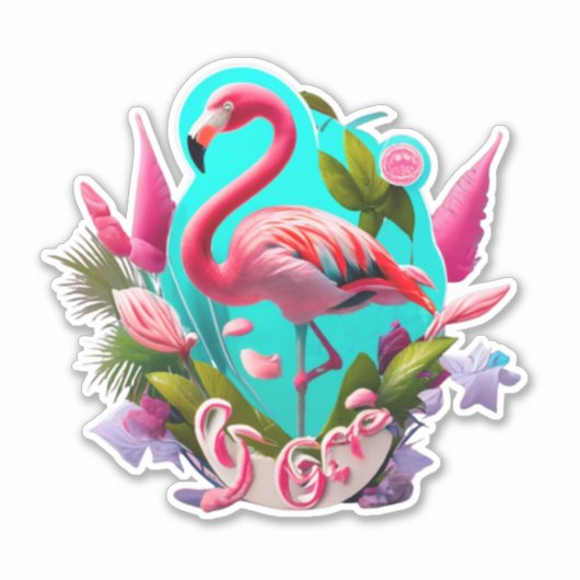 Flamingo Stickers zu Brighen Ihr Tag Aufkleber (Vorderseite)