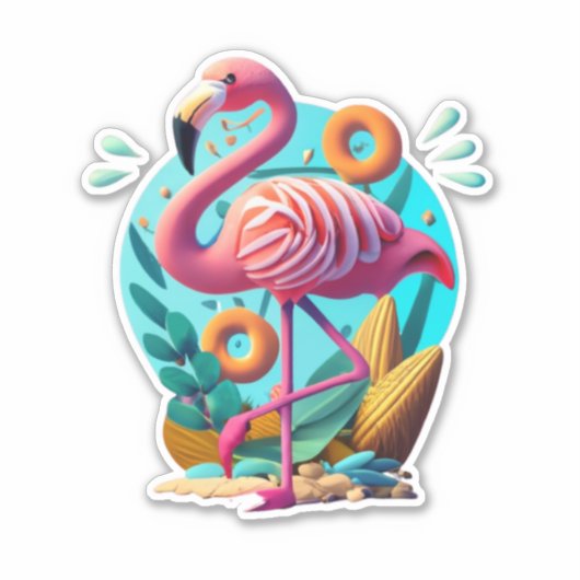 Flamingo Stickers zu Brighen Ihr Tag Aufkleber (Vorderseite)