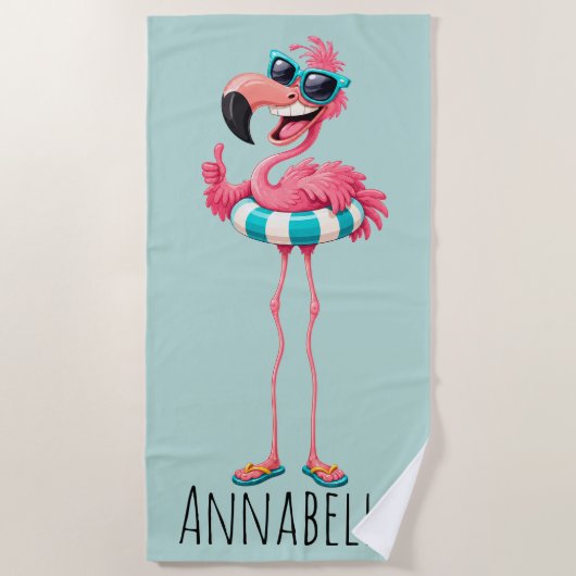 Flamingo-Strand Personalisieren Strandtuch (Vorderseite)