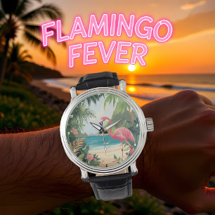 Flamingo Strand Tropical Armbanduhr