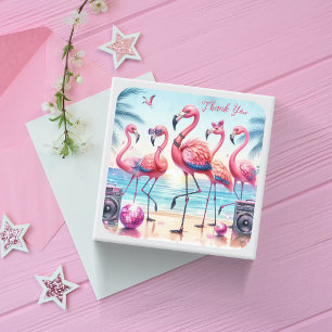 Flamingo-Strandparty - Danke Quadratischer Aufkleber