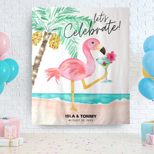 Flamingo-Strandparty-Tropischer Teppich Wandteppich