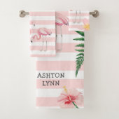 Flamingo Strip Handtuch Set mit Namen (Insitu)