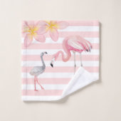 Flamingo Strip Handtuch Set mit Namen (Waschlappen)