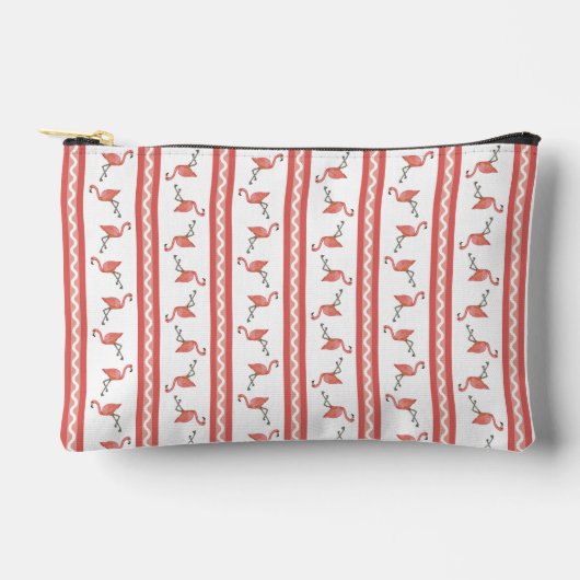 Flamingo Stripe Zipper Pouch Zubehörtasche (Vorderseite)