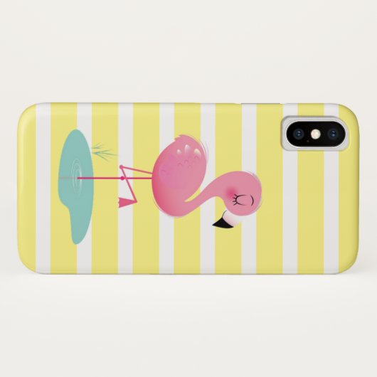 Flamingo & Stripes Telefonkoffer Case-Mate iPhone Hülle (Rückseite (Horizontal))