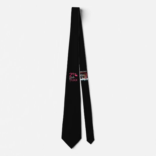 Flamingo Student Senior Happy 2nd Grade Flock Krawatte (Vorderseite)