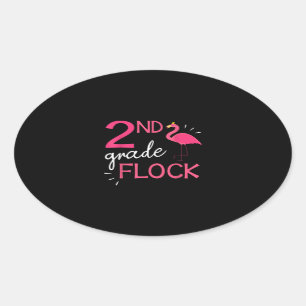 Flamingo Student Senior Happy 2nd Grade Flock Ovaler Aufkleber